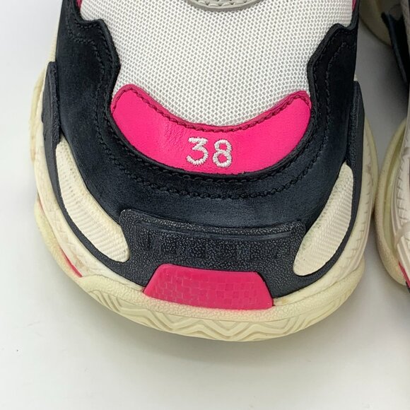 H13685 Balenciaga Triples Size 38 Colorblocked Web Lace-up Casual Sneakers Daddy - Picture 9 of 9